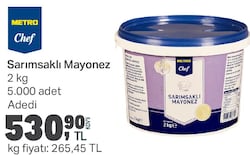 Metro Chef Sarımsaklı Mayonez 2 kg