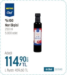 Metro Chef %100 Nar Ekşisi 250 ml