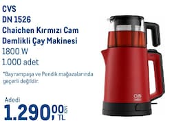 CVS DN 1526 Chaichen Kırmızı Cam Demlikli Çay Makinesi