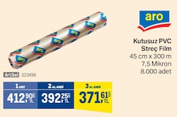 Aro Kutusuz PVC Streç Film 45 cmx300 m 7.5 mikron 