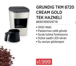 Grundig TKM8720 Cream Gold Tek Hazneli 1000 W