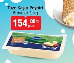 Binvezir Taze Kaşar Peyniri 1 kg 