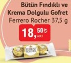 Ferrero Rocher Bütün Fındıklı ve Krema Dolgulu Gofret 37,5 g