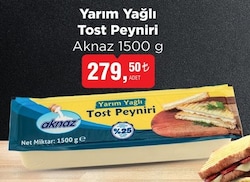 Aknaz Yarım Yağlı Tost Peyniri 1500 g