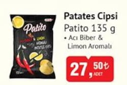 Patito Acı Biber/Limon Aromalı  Patates Cipsi 135 g 