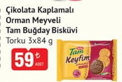 Torku Orman Meyveli Çikolata Kaplamalı Tam Buğday Bisküvi 3x84 g 