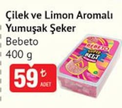 Bebeto Çilek ve Limon Aromalı Yumuşak Şeker 400 g 