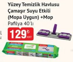 Pafilya Yüzey Temizlik Havlusu Çamaşır Suyu Etkili (Mopa Uygun)+Mop 40'lı