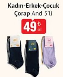 And Çorap Kadın/Erkek/Çocuk 5'li