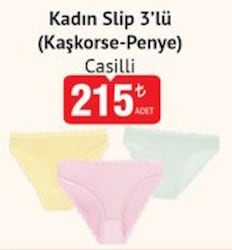 Casilli Kadın Slip 3'lü Kaşkorse Penye