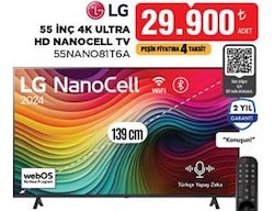 LG NanoCell 55NANO81T6A 4K Ultra HD 55' 140 Ekran Uydu Alıcılı webOS Smart LED TV