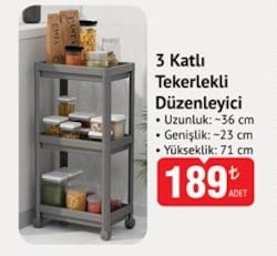 Tekerlekli Düzenleyici 3 Katlı 36x23x71 cm 