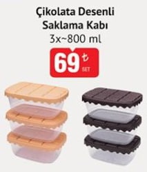 Çikolata Desenli Saklama Kabı 3x800 ml