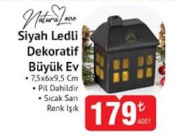 Naturalove Siyah Ledli Dekoratif Büyük Ev 7,5x6x9,5 cm 