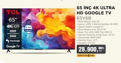 TCL 65V6B 4K Ultra HD 65' 165 Ekran Uydu Alıcılı Google Smart LED TV