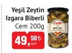 Cem Yeşil Zeytin Izgara Biberli 200 g