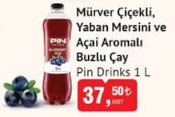 Pin Drinks Mürver Çiçekli Yaban Mersini ve Açai Aromalı Buzlu Çay  