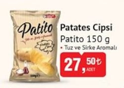 Patito Tuz ve Sirke Aromalı  Patates Cipsi 150 g 