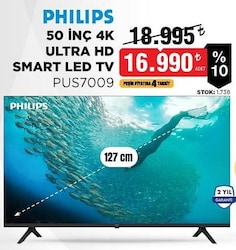 Philips 50PUS7009 4K Ultra HD 50' 127 Ekran Uydu Alıcılı Smart LED TV