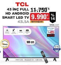 TCL 43L5A Full HD 43' 109 Ekran Uydu Alıcılı Android Smart LED TV