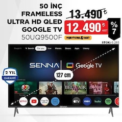 Senna 50UQ9500F 4K Ultra HD 50' 127 Ekran Uydu Alıcılı Google Smart LED TV