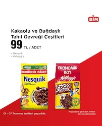 Nesquik/Kellogg's Kakaolu ve Buğdaylı Tahıl Gevreği Çeşitleri 