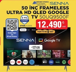 Senna 50UQ9500F 4K Ultra HD 50' 127 Ekran Uydu Alıcılı Google Smart LED TV