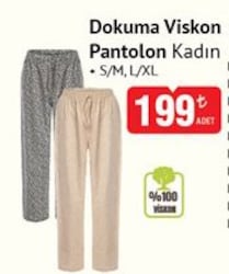 Dokuma Viskon Pantolon Kadın 