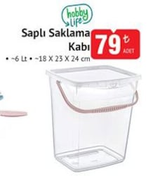 Hobby Life Saplı Saklama Kabı 6 lt 18x23x24 cm 