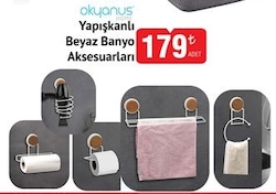 Okyanus Home Yapışkanlı Beyaz Banyo Aksesuarları