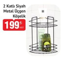 Siyah Metal Üçgen Köşelik 2 Katlı 