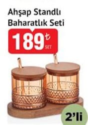 Ahşap Standlı Baharatlık Seti 2'li 