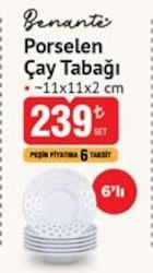 Benante Porselen Çay Tabağı 11x11x2 cm 6'lı 