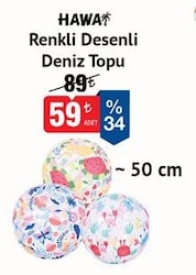 Hawai Renkli Desenli Deniz Topu 50 cm 