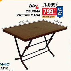 Bixl Zeugma Rattan Masa 70x120 cm