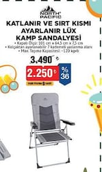 North Pacific Katlanır ve Sırt Kısmı Ayarlanır Lüx Kamp Sandalyesi 