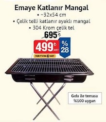 Emaye Katlanır Mangal 32x54 cm 