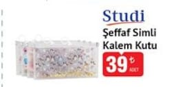 Studi Şeffaf Simli Kalem Kutu