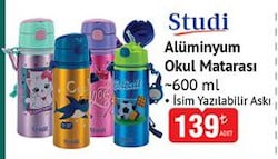 Studi Alüminyum Okul Matarası 600 ml Çeşitleri