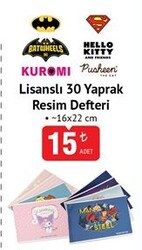 Batman/Superman/Batwheels/Hello Kitty/Kuromi/Pusheen Lisanslı 30 Yaprak Resim Defteri 16x22 cm 