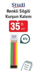 Studi Renkli Silgili Kurşun Kalem 6'lı