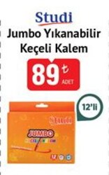 Studi Jumbo Yıkanabilir Keçeli Kalem 12'li