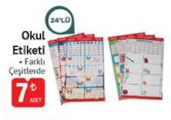 Studi Okul Etiketi 24'lü Çeşitleri