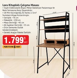 Pafu Lora Kitaplıklı Çalışma Masası