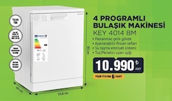 Keysmart KEY 4014 BM 4 Programlı Bulaşık Makinesi