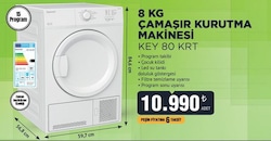 Keysmart Key 80 KRT 8 kg Çamaşır Kurutma Makinesi