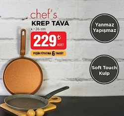 Chef's Granit Efektli 26 cm Krep Tava