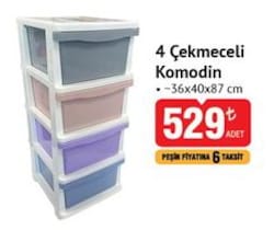Komodin 4 Çekmeceli 36x40x87 cm 
