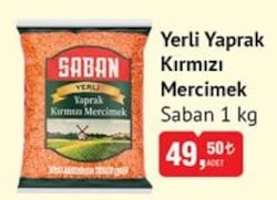 Saban Yerli Yaprak Kırmızı Mercimek 1 kg