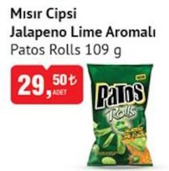 Patos Rolls Mısır Cipsi Jalapeno Lime Aromalı 109 g